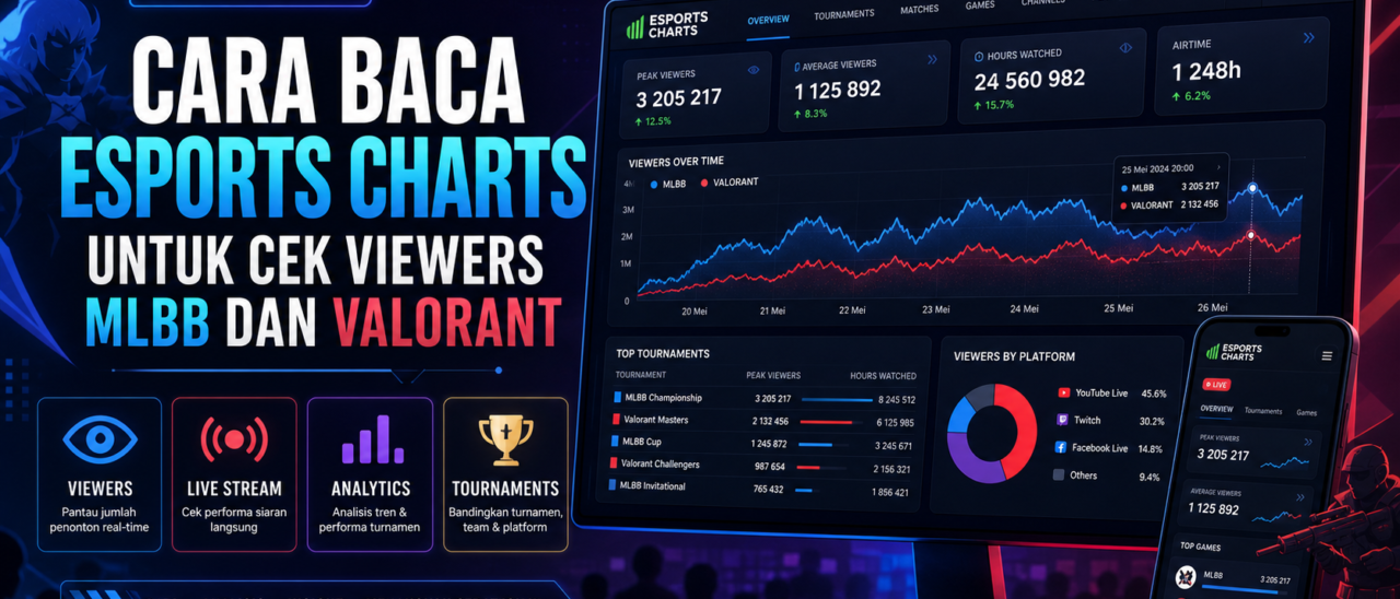 Cara Baca Esports Charts untuk Cek Viewers MLBB dan Valorant