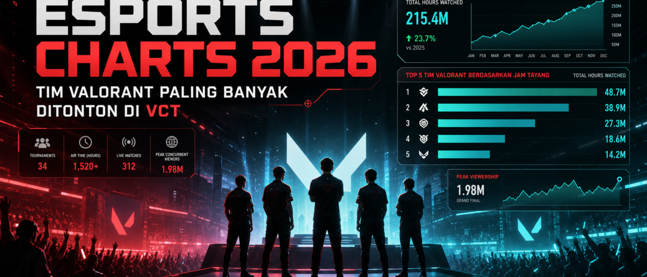 Esports Charts 2026: Tim Valorant Paling Banyak Ditonton di VCT